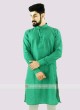 Green And Off White Linen Kurta Set